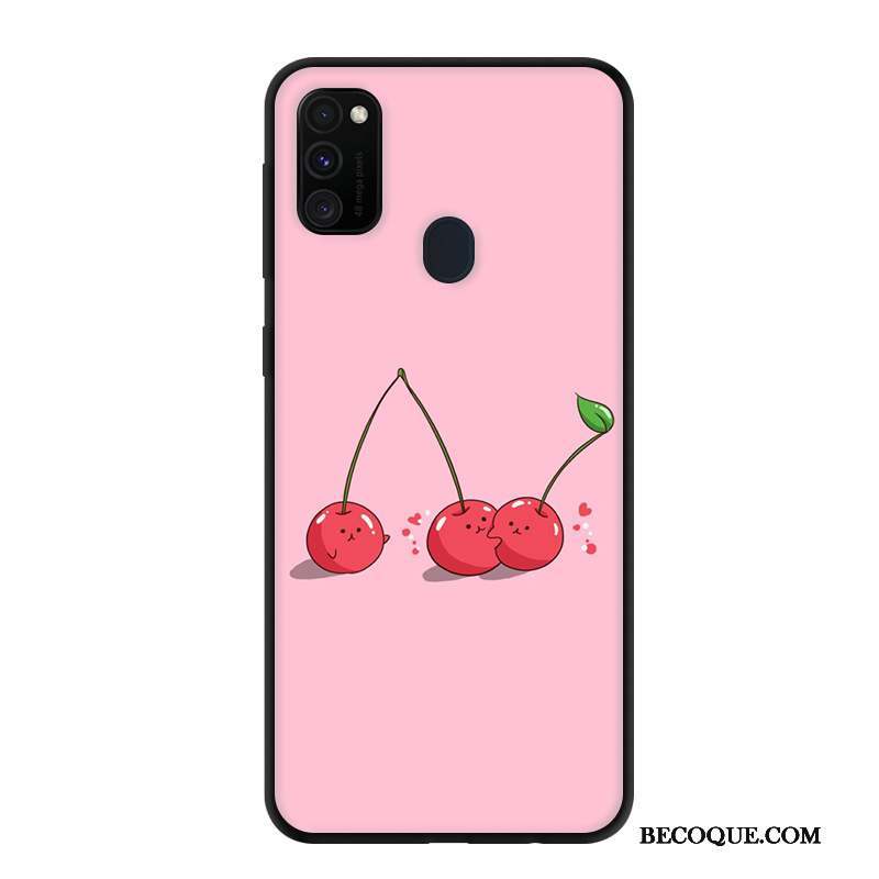 Samsung Galaxy M30s Délavé En Daim Étui Rose Noir Protection Coque