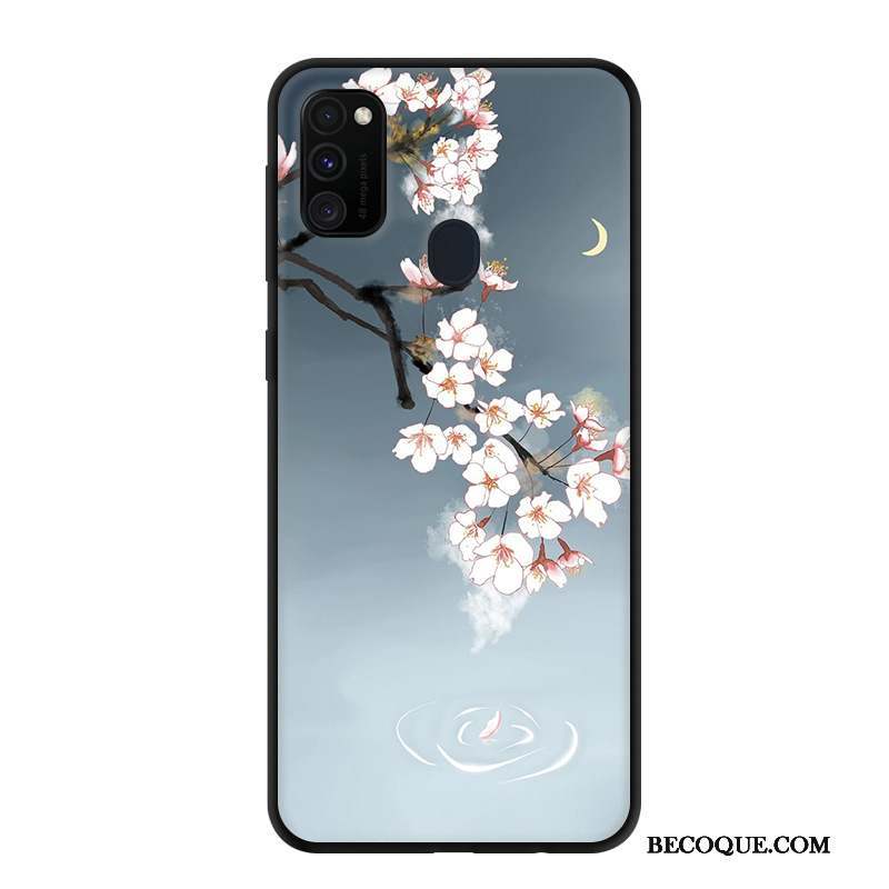 Samsung Galaxy M30s Délavé En Daim Étui Rose Noir Protection Coque