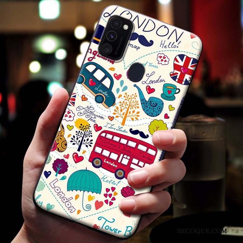 Samsung Galaxy M30s Fluide Doux Coque De Téléphone Gaufrage Étui Silicone Protection