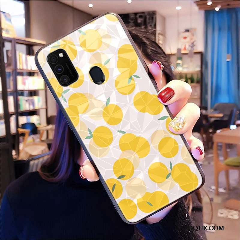 Samsung Galaxy M30s Modèle Fleurie Losange Jaune Incassable Protection Coque De Téléphone