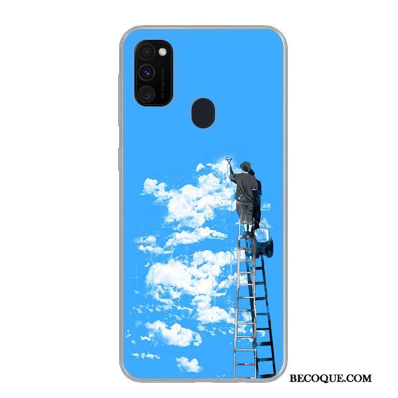 Samsung Galaxy M30s Protection Coque De Téléphone Petit Bleu Tendance Frais