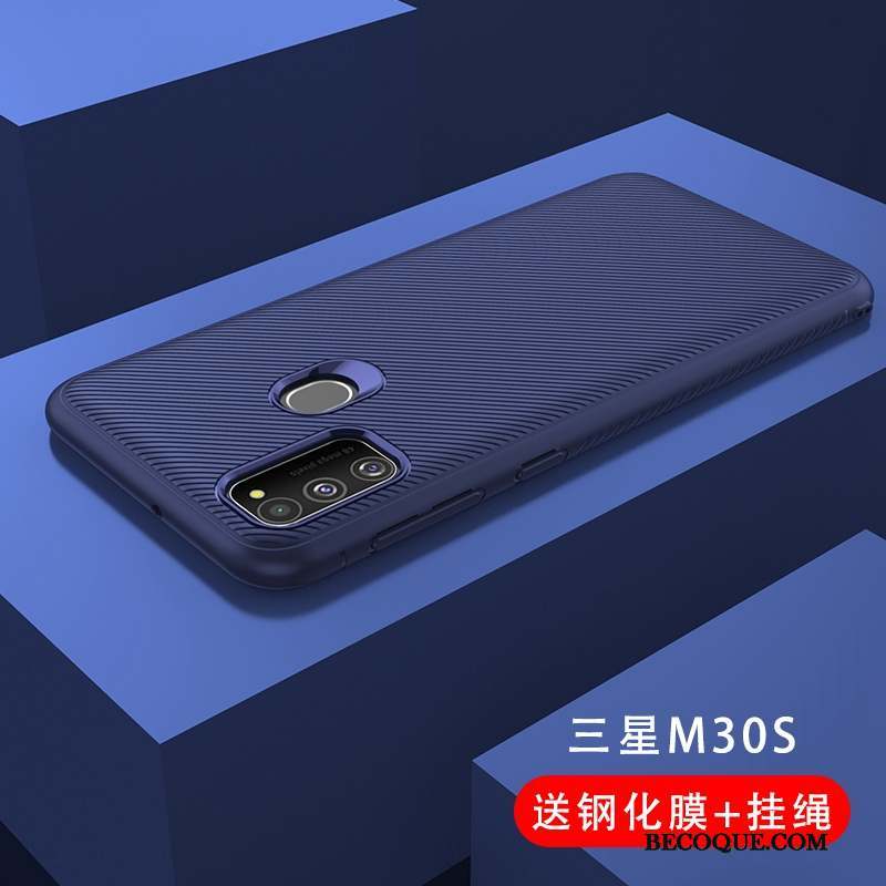Samsung Galaxy M30s Étui Coque De Téléphone Tendance Membrane Fluide Doux Noir