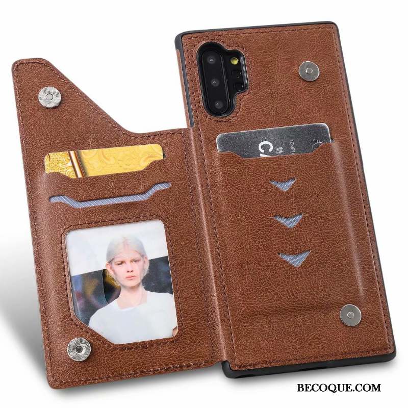 Samsung Galaxy Note 10+ Coque De Téléphone Carte Sac Carte Étui En Cuir Portefeuille