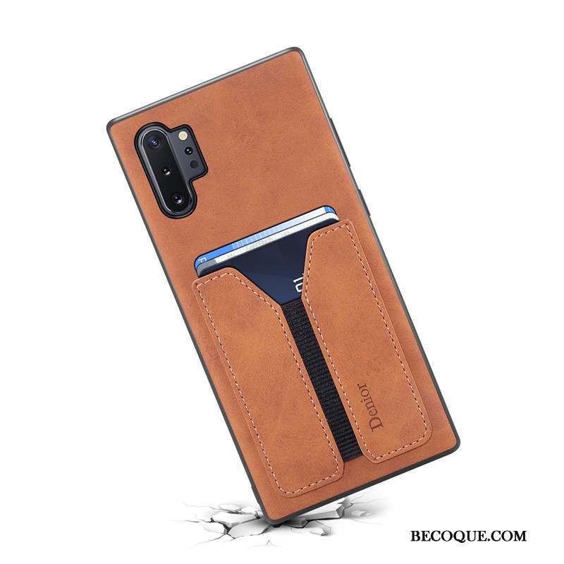 Samsung Galaxy Note 10+ Coque De Téléphone Étui En Cuir Incassable Bleu Carte