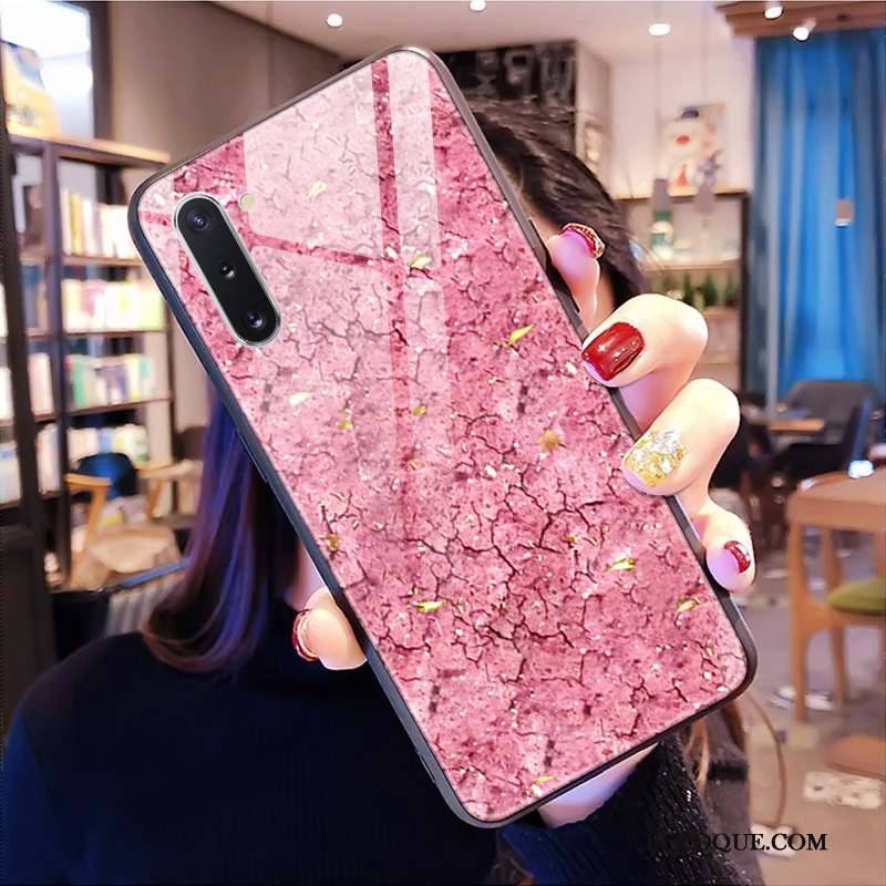 Samsung Galaxy Note 10 Coque Rose Tout Compris Ornements Suspendus Verre Modèle Fleurie Personnalité