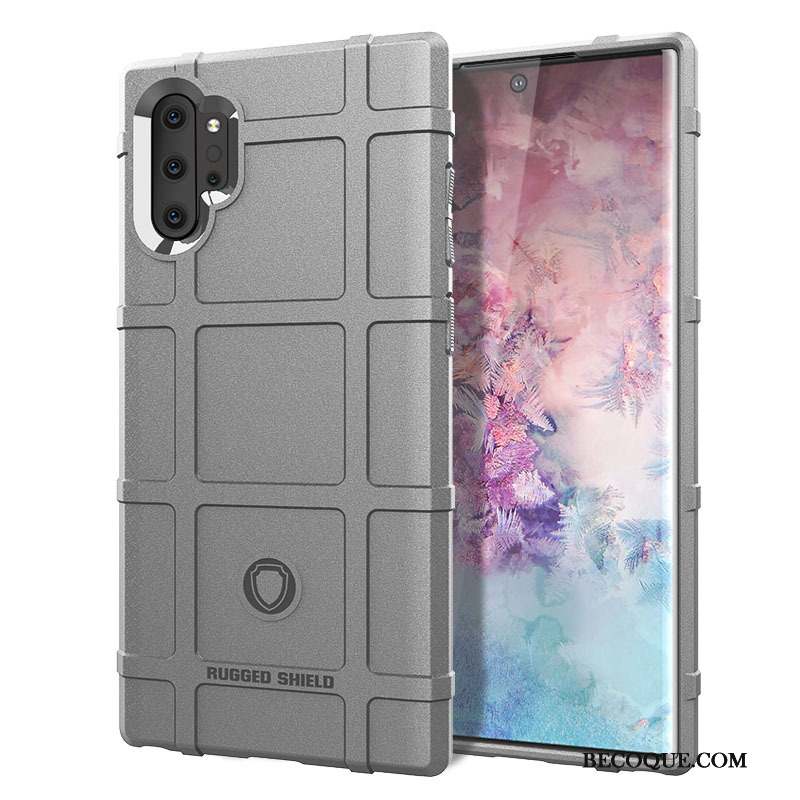 Samsung Galaxy Note 10+ Délavé En Daim Incassable Gris Silicone Étui Coque De Téléphone