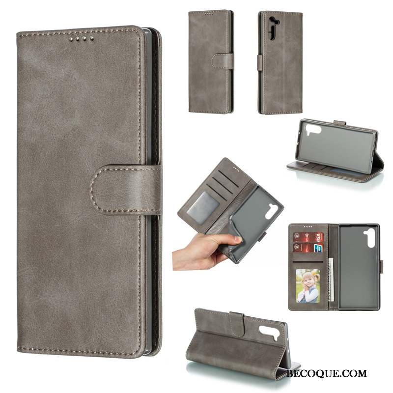 Samsung Galaxy Note 10 Gris Coque De Téléphone Étui En Cuir