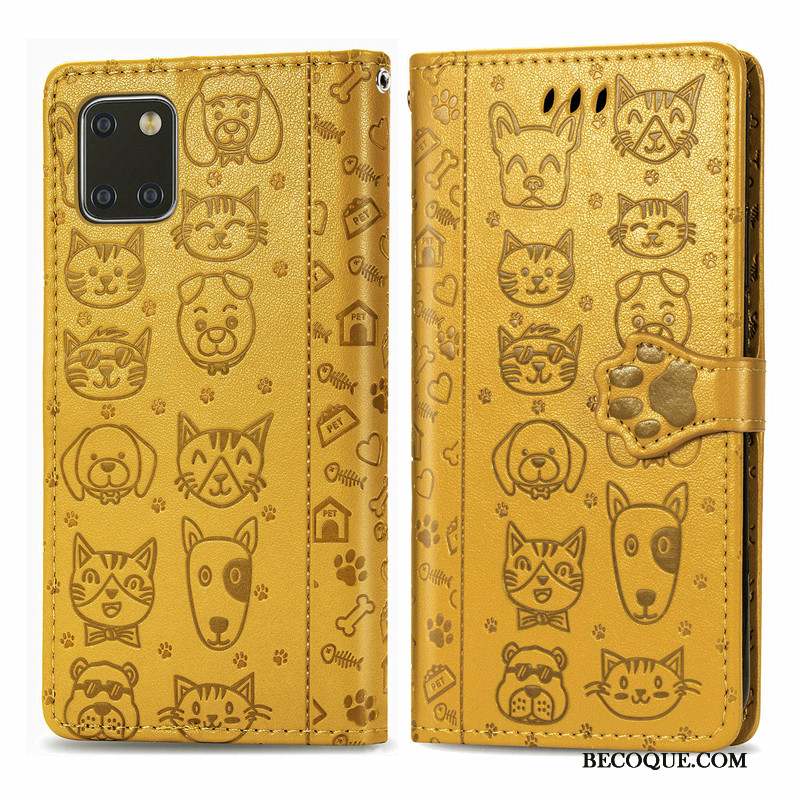 Samsung Galaxy Note 10 Lite Coque Chat Chiens Protection Étui En Cuir Gaufrage En Relief