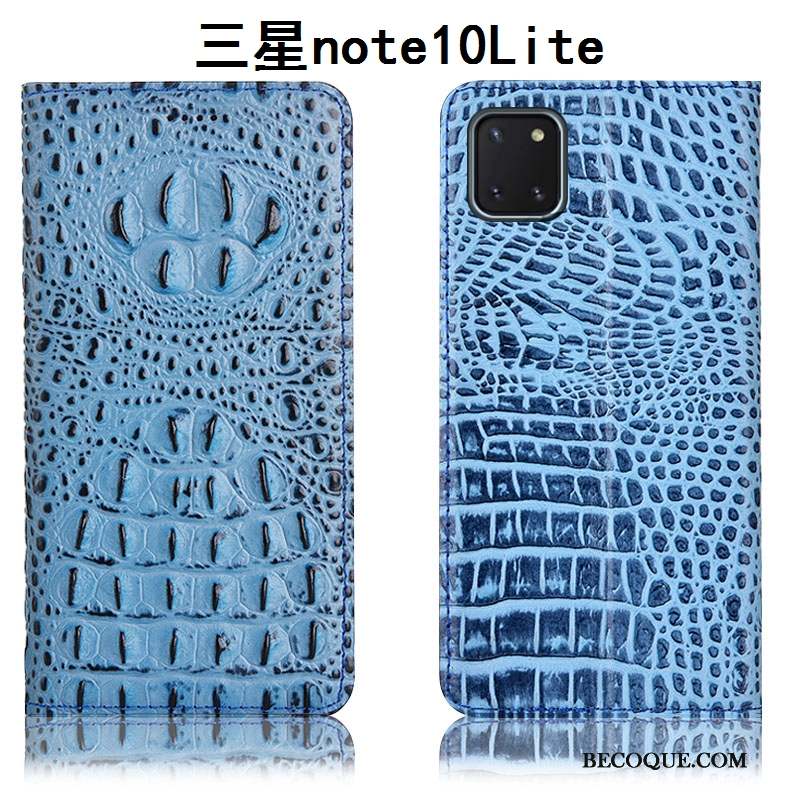 Samsung Galaxy Note 10 Lite Coque Crocodile Étui En Cuir Housse Incassable Noir Protection