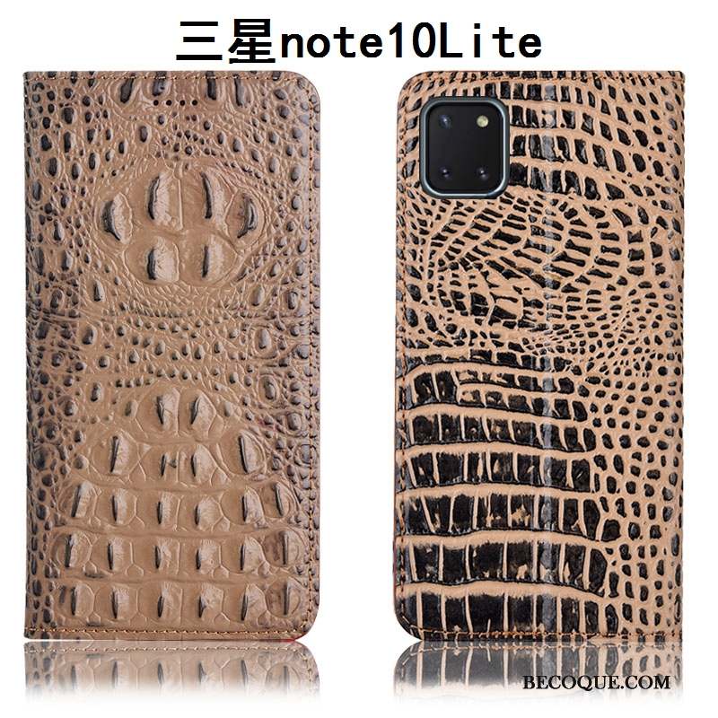 Samsung Galaxy Note 10 Lite Coque Crocodile Étui En Cuir Housse Incassable Noir Protection