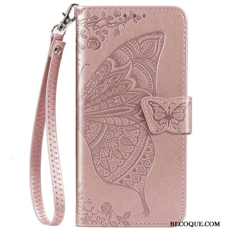 Samsung Galaxy Note 10 Lite Coque Fleur Rose Protection Papillon Clamshell Étui En Cuir