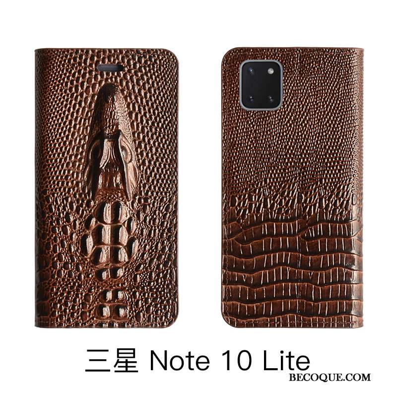 Samsung Galaxy Note 10 Lite Coque Étui Jaune Étui En Cuir Cuir Véritable Protection Bovins