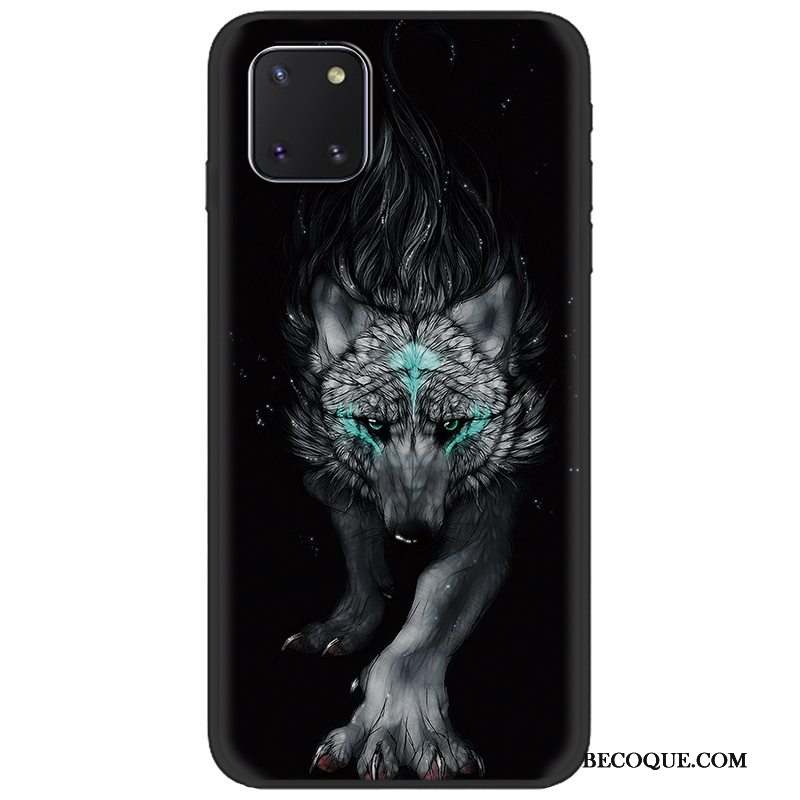 Samsung Galaxy Note 10 Lite Délavé En Daim Fluide Doux Noir Tendance Coque Peinture