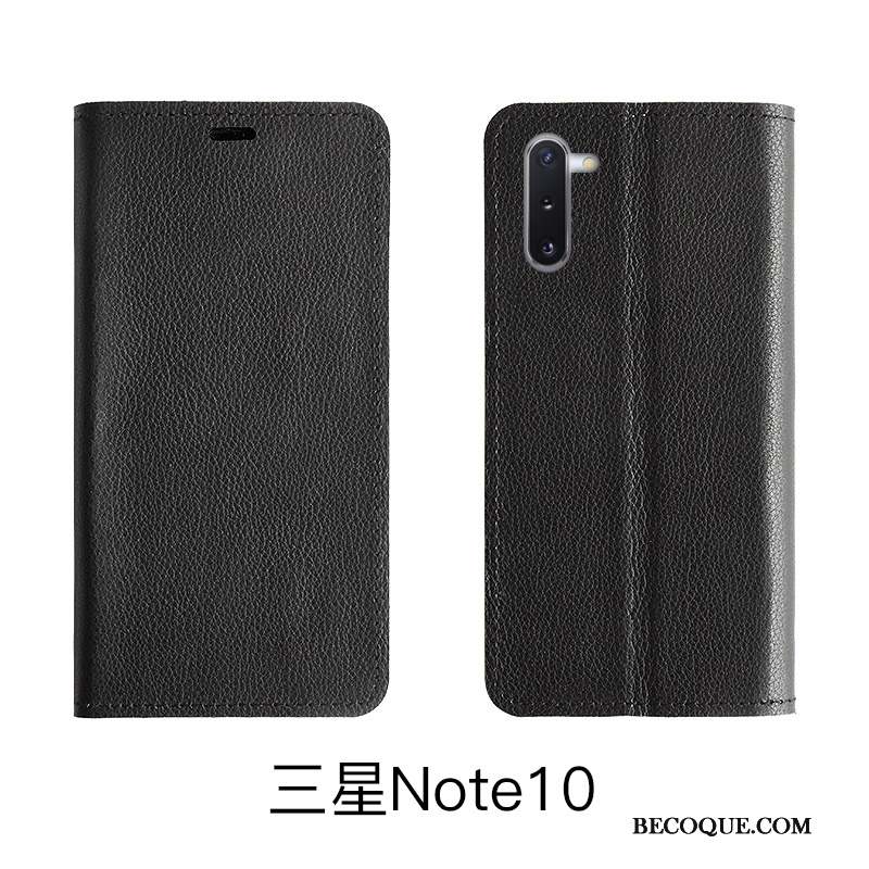 Samsung Galaxy Note 10 Lite Protection Cuir Véritable Litchi Étui Housse Coque De Téléphone