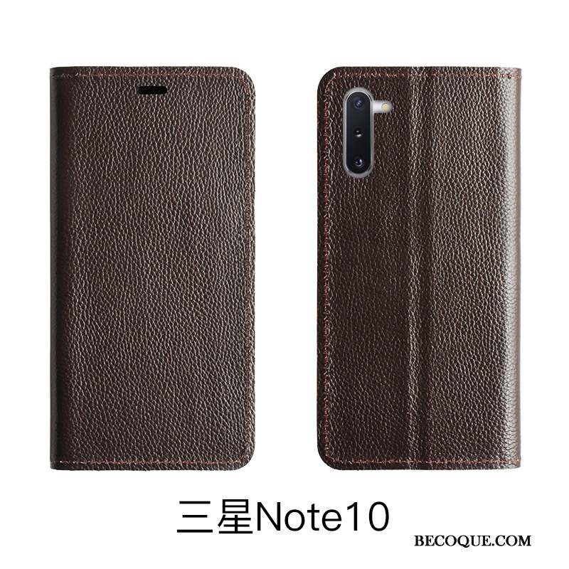 Samsung Galaxy Note 10 Lite Protection Cuir Véritable Litchi Étui Housse Coque De Téléphone