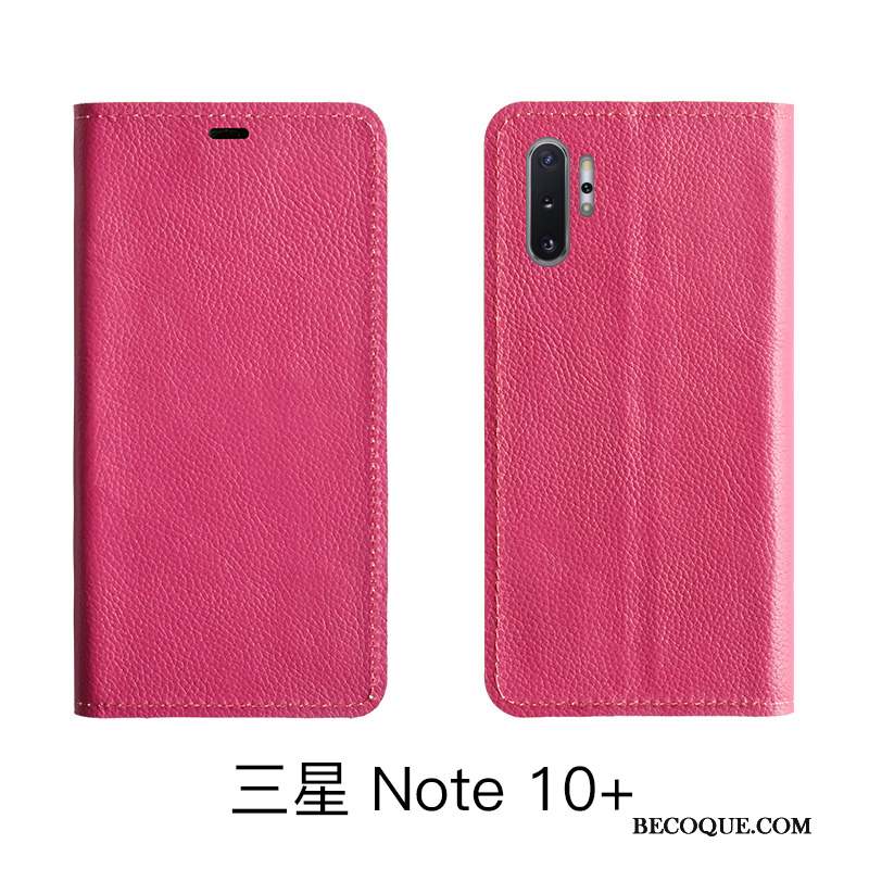 Samsung Galaxy Note 10 Lite Protection Cuir Véritable Litchi Étui Housse Coque De Téléphone