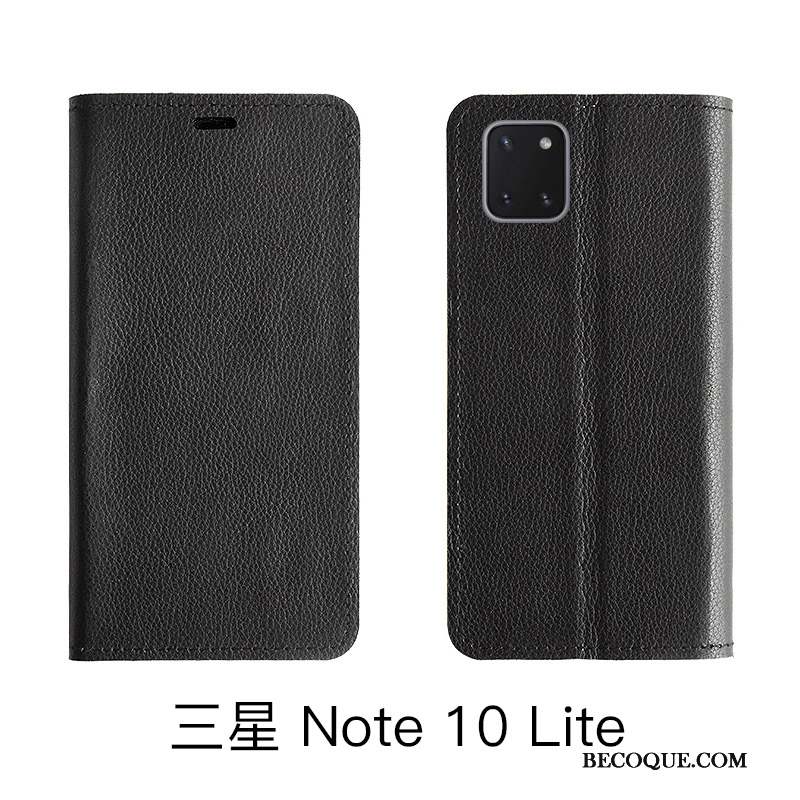 Samsung Galaxy Note 10 Lite Protection Cuir Véritable Litchi Étui Housse Coque De Téléphone