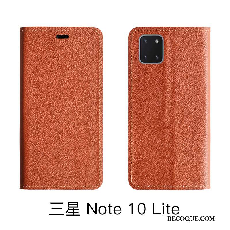 Samsung Galaxy Note 10 Lite Protection Cuir Véritable Litchi Étui Housse Coque De Téléphone