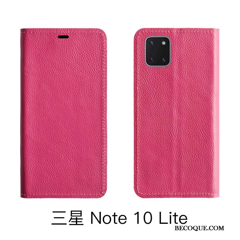 Samsung Galaxy Note 10 Lite Protection Cuir Véritable Litchi Étui Housse Coque De Téléphone