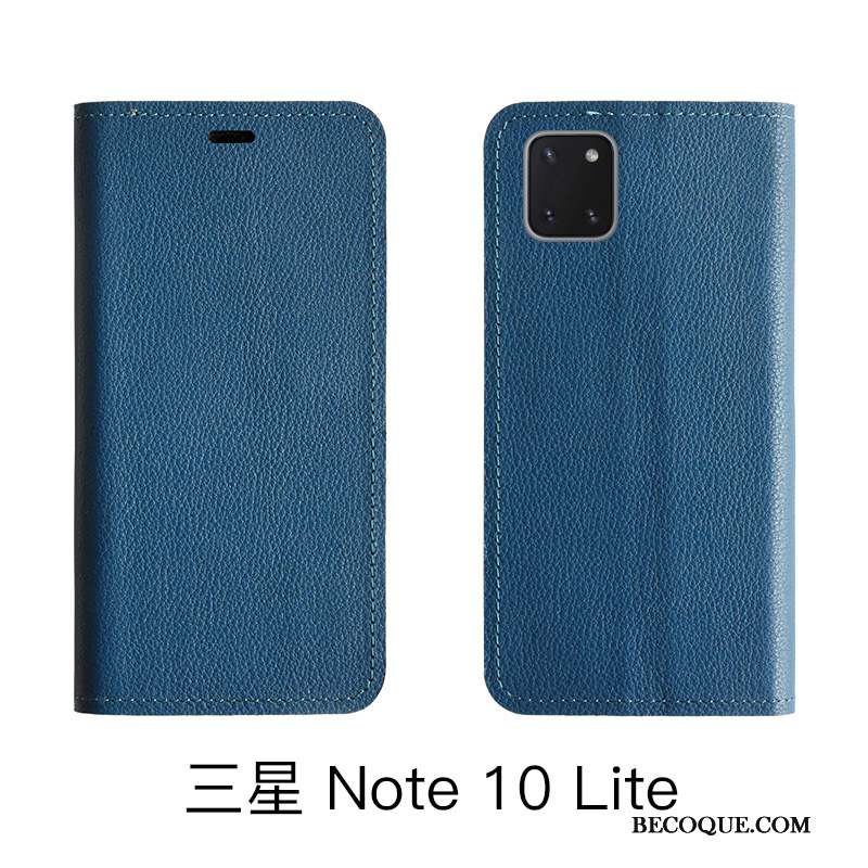 Samsung Galaxy Note 10 Lite Protection Cuir Véritable Litchi Étui Housse Coque De Téléphone