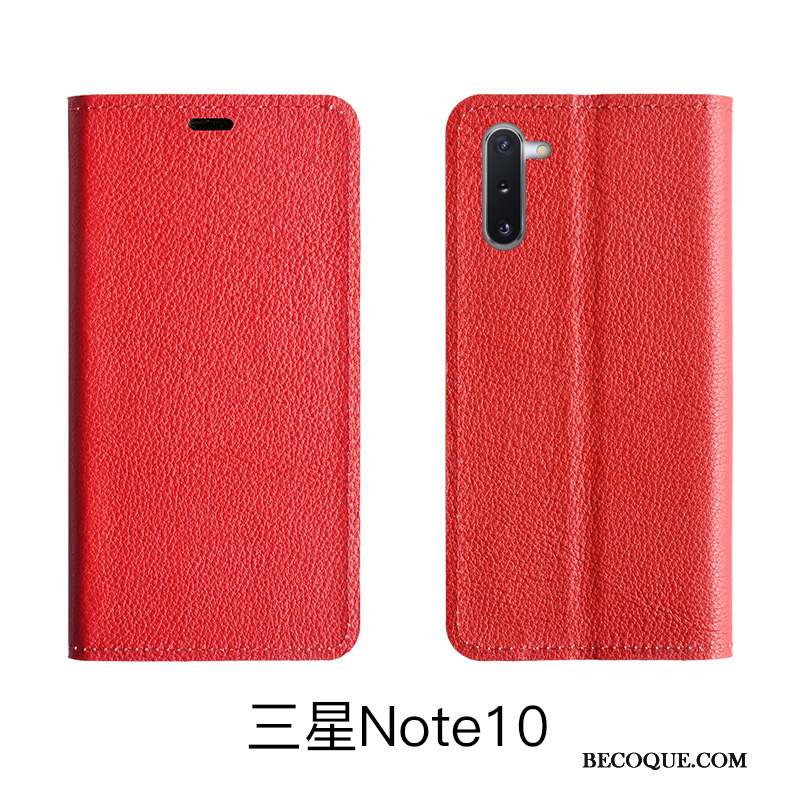 Samsung Galaxy Note 10 Lite Protection Cuir Véritable Litchi Étui Housse Coque De Téléphone