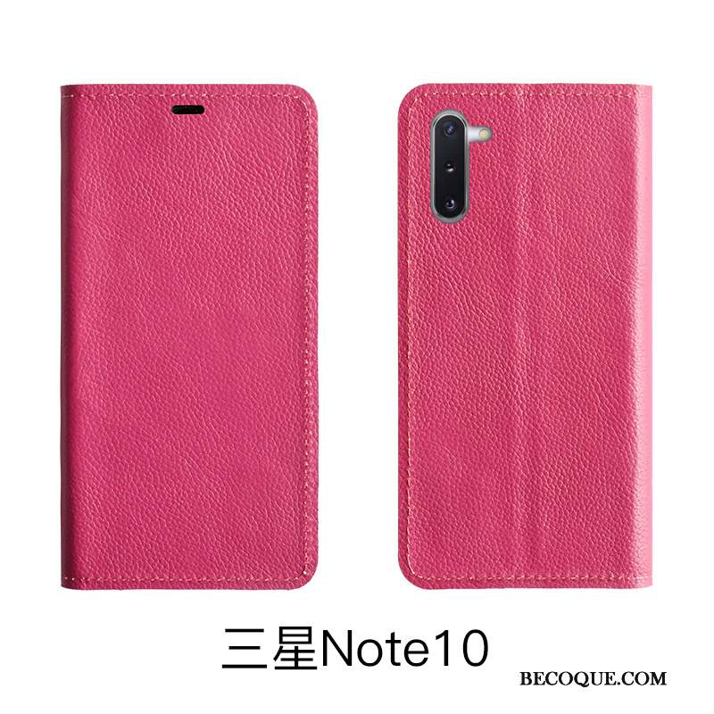 Samsung Galaxy Note 10 Lite Protection Cuir Véritable Litchi Étui Housse Coque De Téléphone