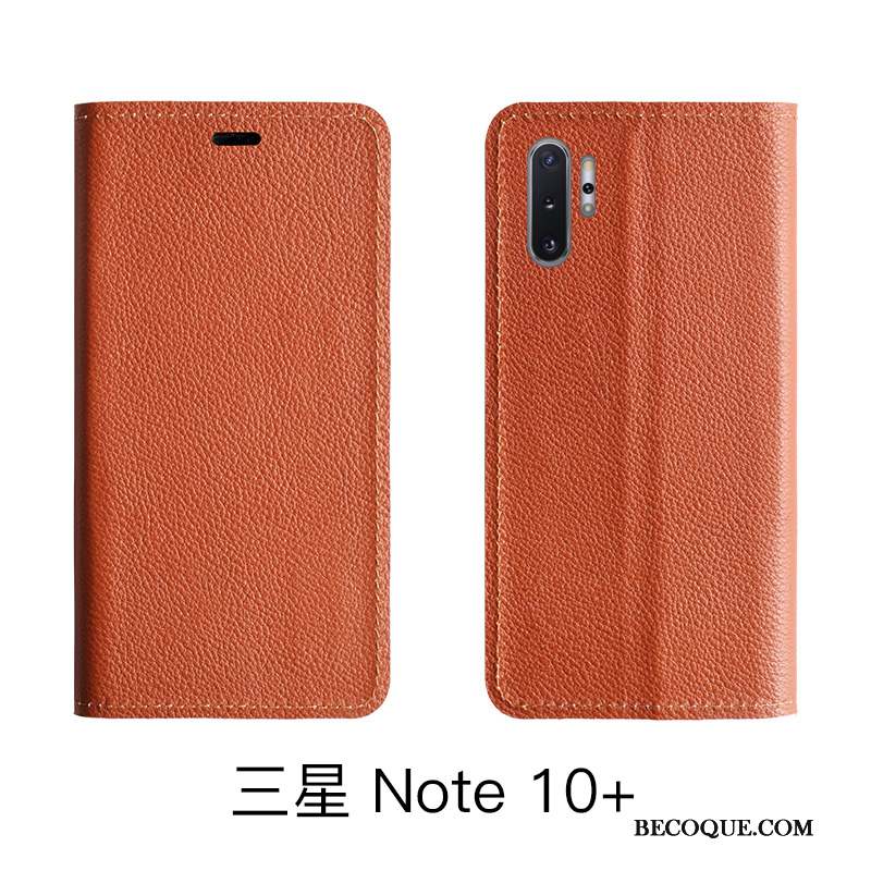 Samsung Galaxy Note 10 Lite Protection Cuir Véritable Litchi Étui Housse Coque De Téléphone