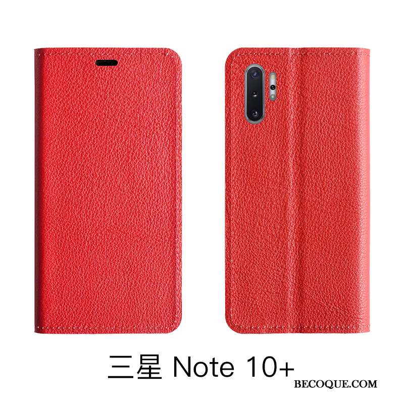 Samsung Galaxy Note 10 Lite Protection Cuir Véritable Litchi Étui Housse Coque De Téléphone