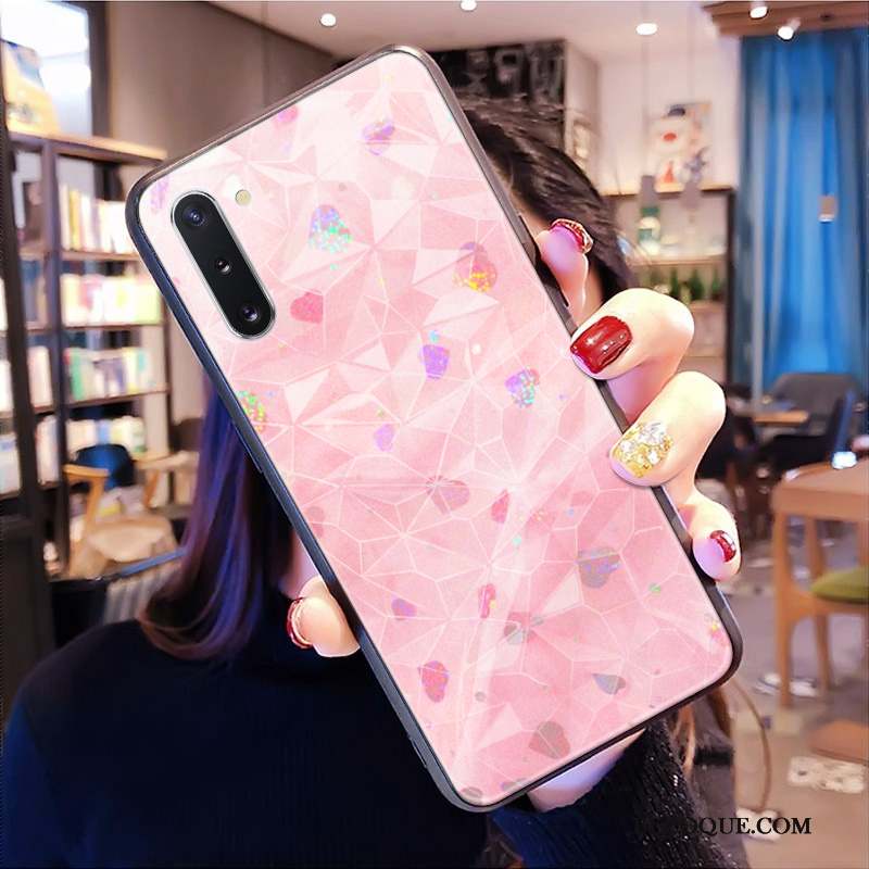 Samsung Galaxy Note 10 Losange Rose Coque De Téléphone Étui Net Rouge Modèle Fleurie