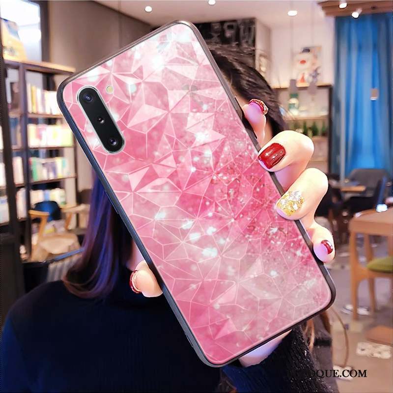 Samsung Galaxy Note 10 Losange Rose Coque De Téléphone Étui Net Rouge Modèle Fleurie