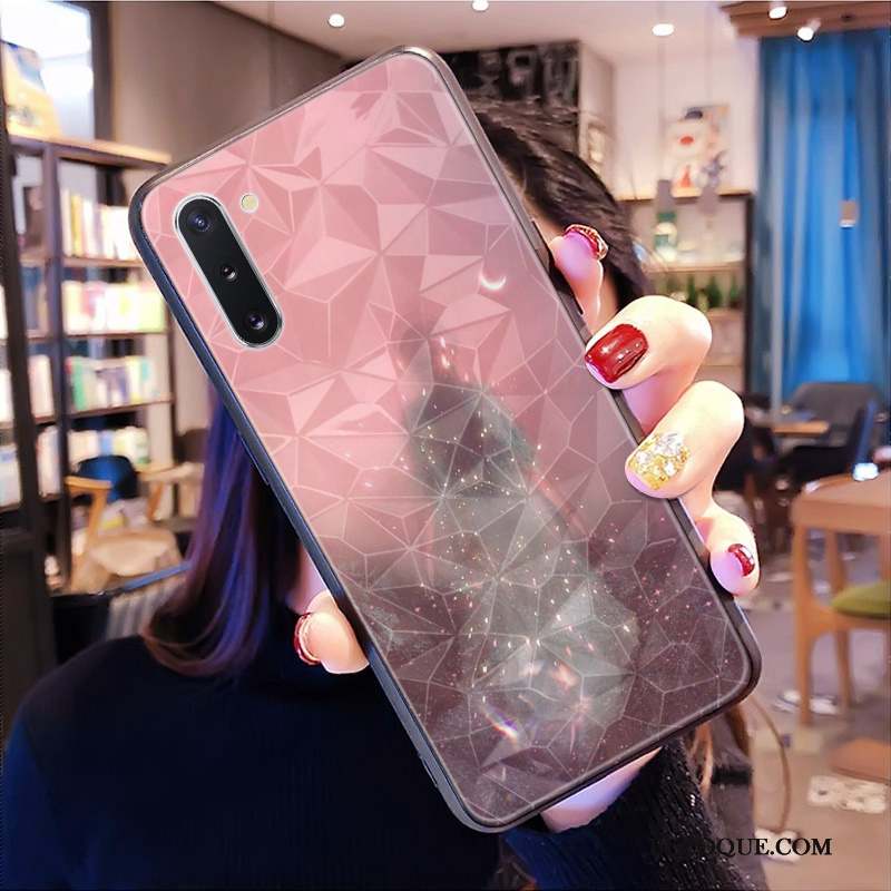 Samsung Galaxy Note 10 Losange Rose Coque De Téléphone Étui Net Rouge Modèle Fleurie