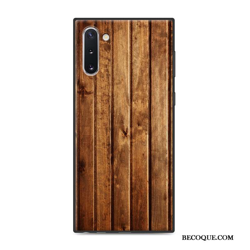 Samsung Galaxy Note 10 Personnalité Coque De Téléphone Fluide Doux Protection Grain De Bois Simple