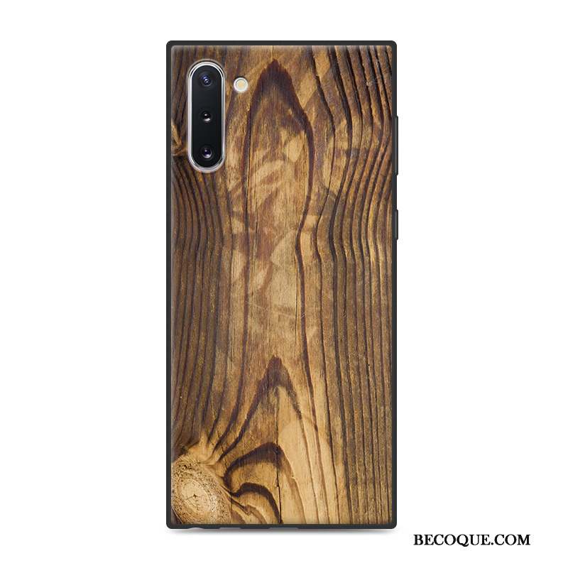 Samsung Galaxy Note 10 Personnalité Coque De Téléphone Fluide Doux Protection Grain De Bois Simple