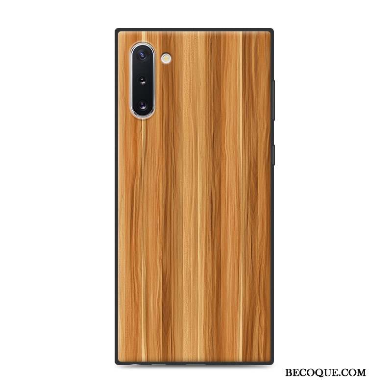 Samsung Galaxy Note 10 Personnalité Coque De Téléphone Fluide Doux Protection Grain De Bois Simple