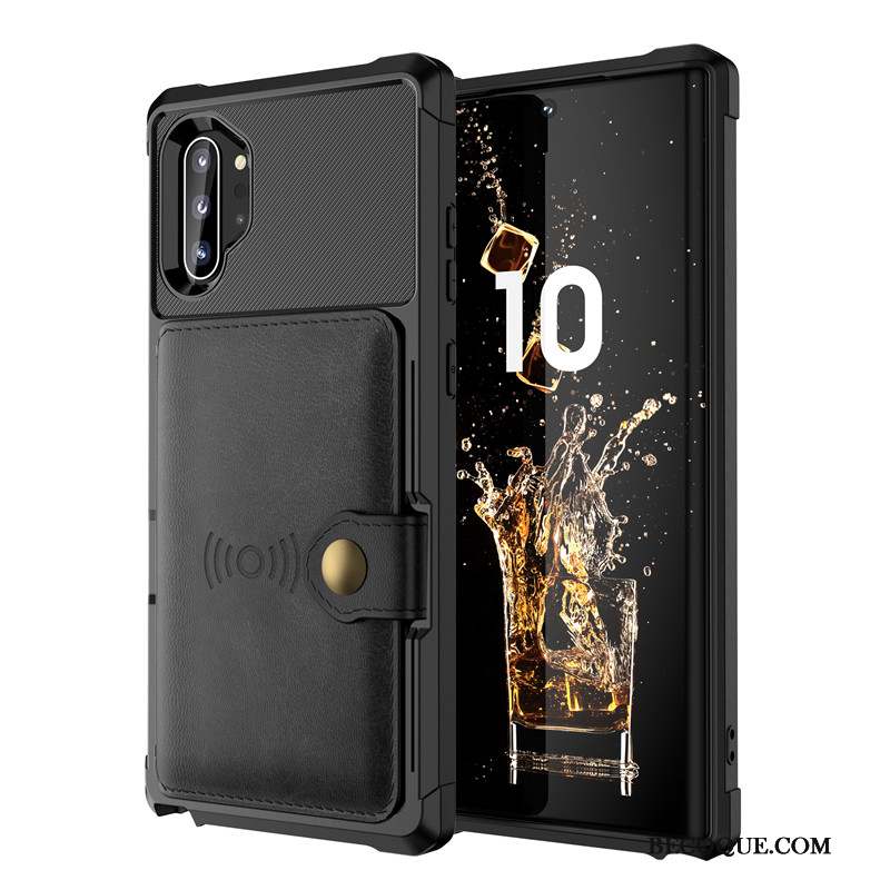 Samsung Galaxy Note 10+ Protection Étui Sac Carte À Bord Magnétisme Coque De Téléphone