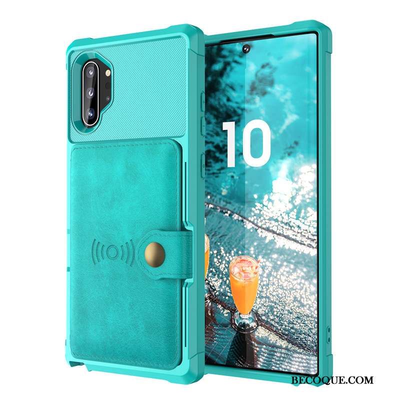 Samsung Galaxy Note 10+ Protection Étui Sac Carte À Bord Magnétisme Coque De Téléphone