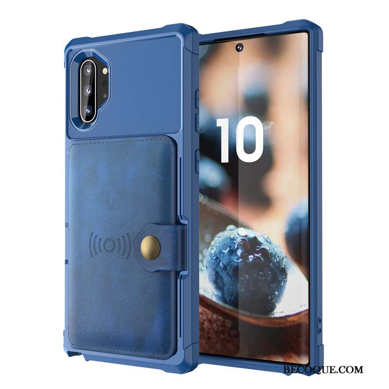 Samsung Galaxy Note 10+ Protection Étui Sac Carte À Bord Magnétisme Coque De Téléphone