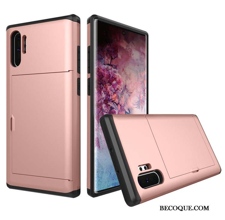 Samsung Galaxy Note 10+ Rose Incassable Étui Coque Carte De Téléphone