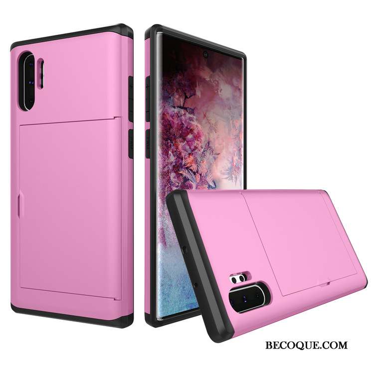 Samsung Galaxy Note 10+ Rose Incassable Étui Coque Carte De Téléphone