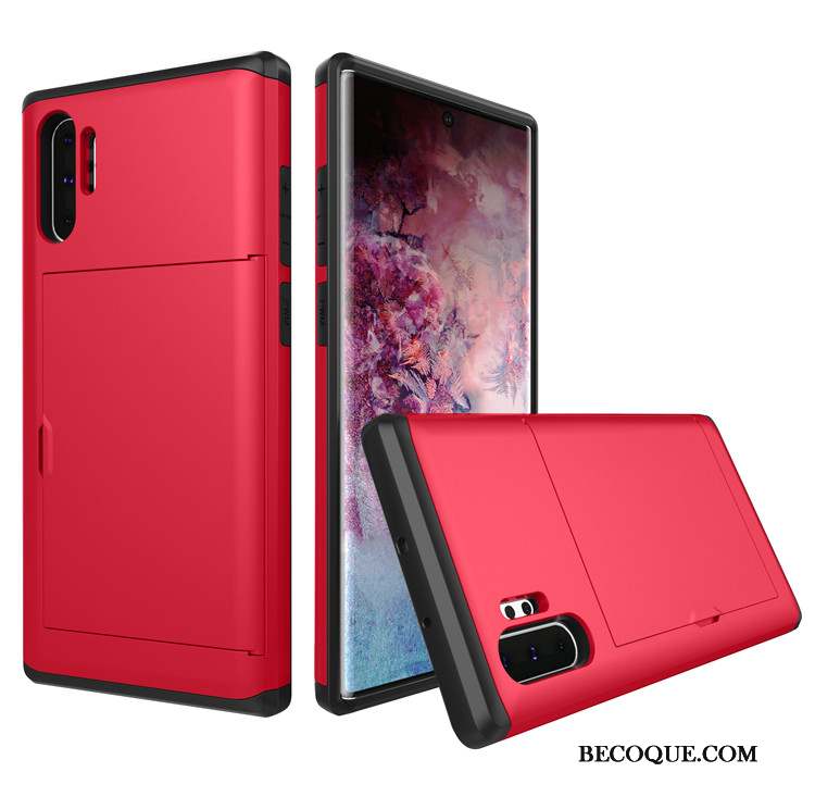 Samsung Galaxy Note 10+ Rose Incassable Étui Coque Carte De Téléphone