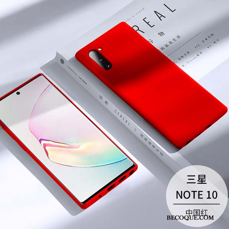 Samsung Galaxy Note 10 Tout Compris Fluide Doux Coque De Téléphone Protection Très Mince Net Rouge