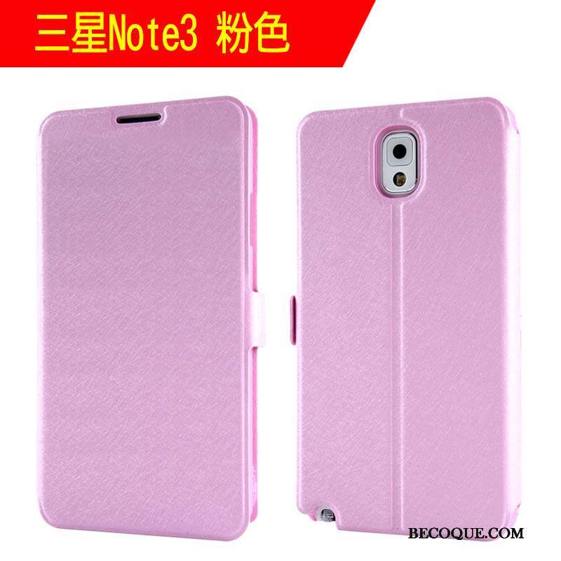 Samsung Galaxy Note 3 Clamshell Étui En Cuir Rose Incassable Coque De Téléphone Protection