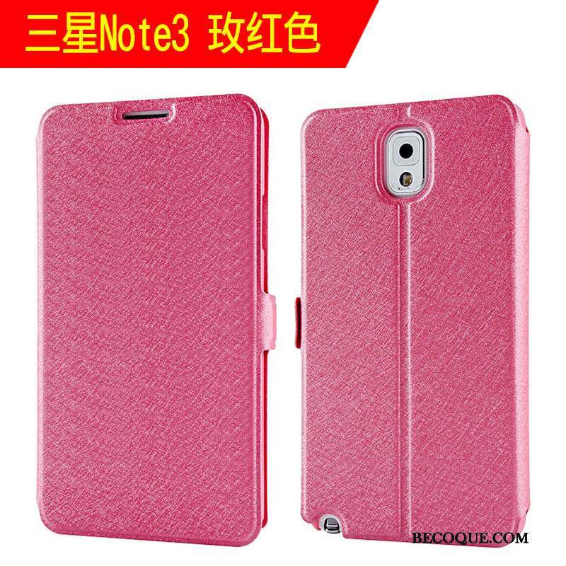 Samsung Galaxy Note 3 Clamshell Étui En Cuir Rose Incassable Coque De Téléphone Protection