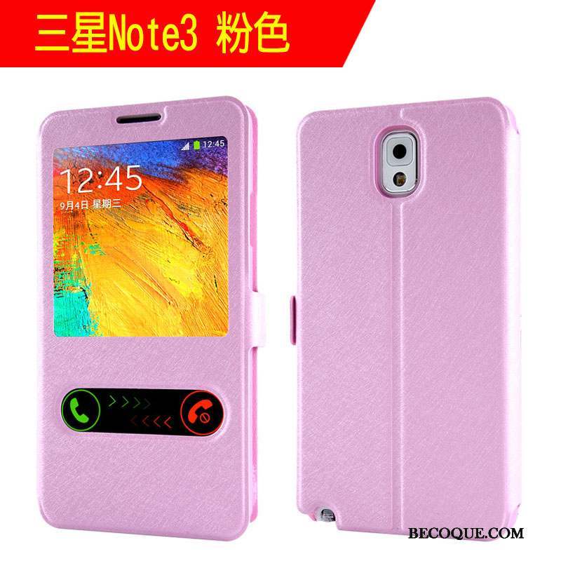 Samsung Galaxy Note 3 Clamshell Étui En Cuir Rose Incassable Coque De Téléphone Protection