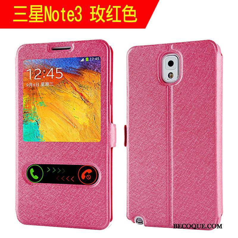 Samsung Galaxy Note 3 Clamshell Étui En Cuir Rose Incassable Coque De Téléphone Protection