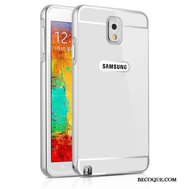 Samsung Galaxy Note 3 Coque Incassable Métal Argent Protection Border Étui