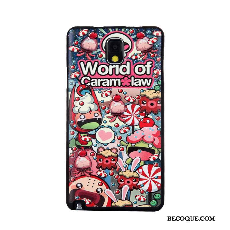 Samsung Galaxy Note 3 Coque Tempérer Gaufrage Dessin Animé Membrane Fluide Doux Étui