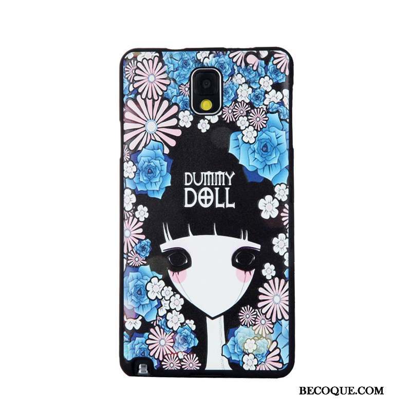 Samsung Galaxy Note 3 Coque Tempérer Gaufrage Dessin Animé Membrane Fluide Doux Étui