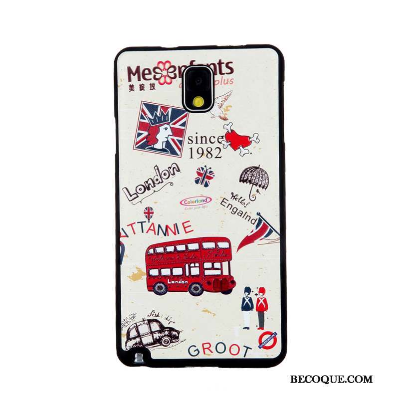 Samsung Galaxy Note 3 Coque Tempérer Gaufrage Dessin Animé Membrane Fluide Doux Étui