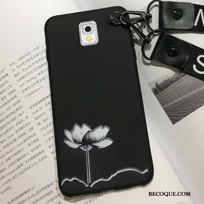 Samsung Galaxy Note 3 Coque Tendance Frais Fleurs Noir Petit Protection